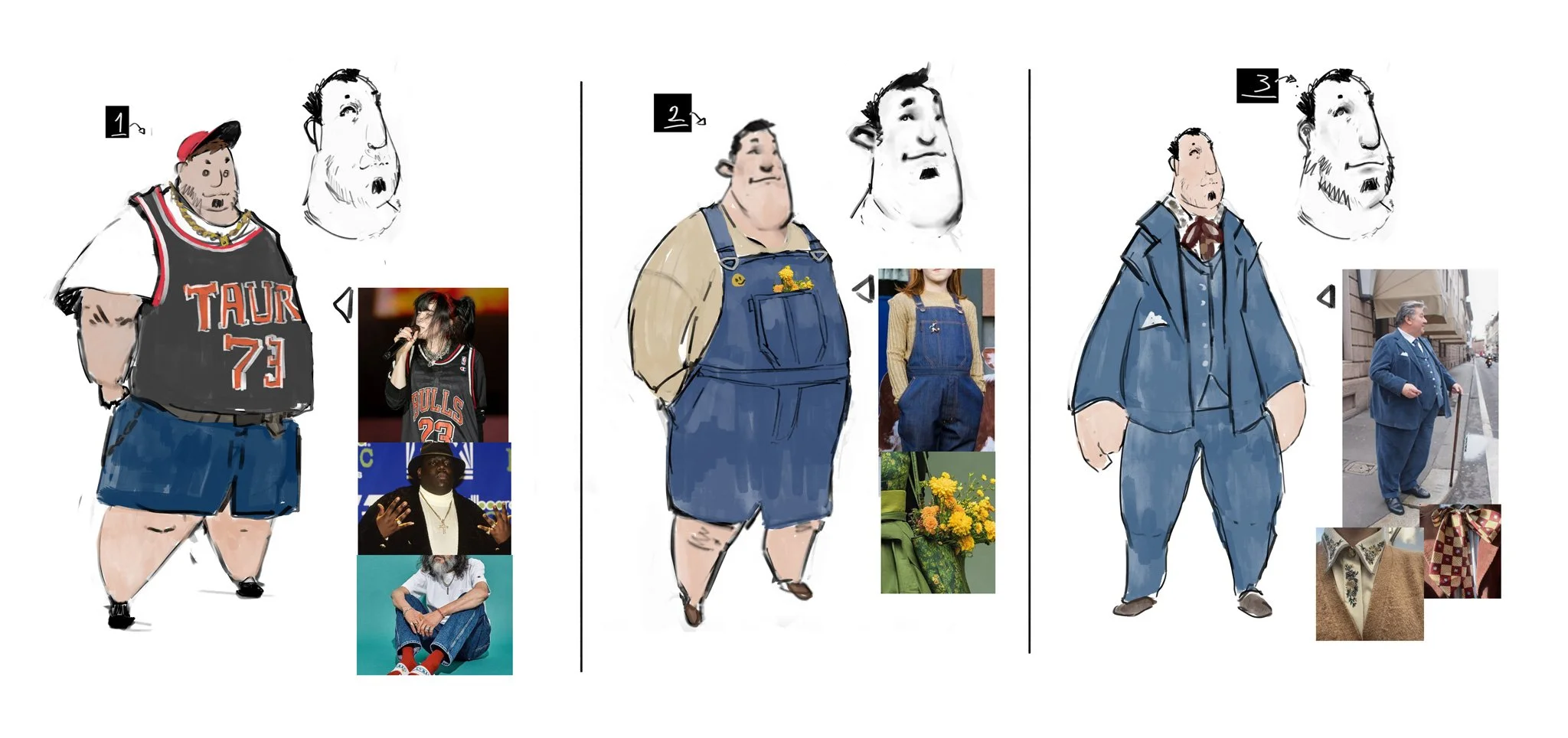 outfit variations for gentle giant concept art