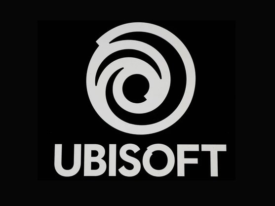 Ubisoft logo with black background and white spiral design