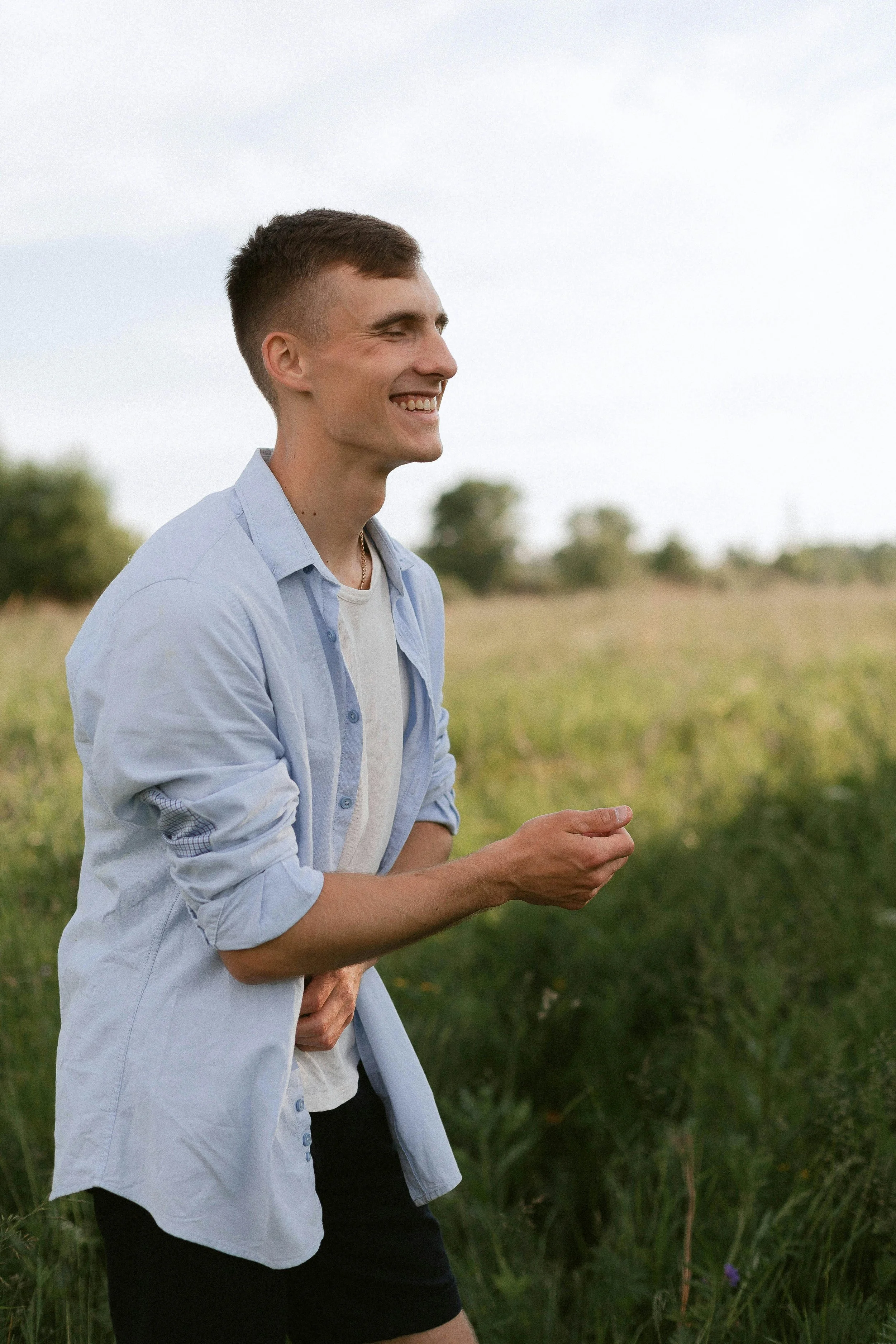A happy man in a shirt.