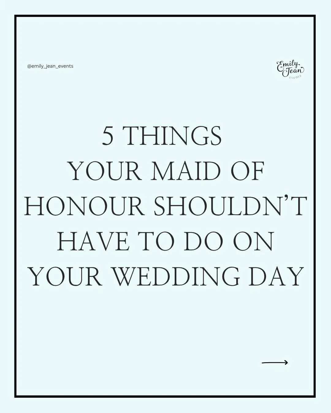 5 things your Maid of Honour shouldn&rsquo;t have to do on your wedding day 💛

Your Maid of Honour was chosen because she&rsquo;s one of your favourite people. someone you want by your side, laughing with you, calming your nerves, and soaking up eve