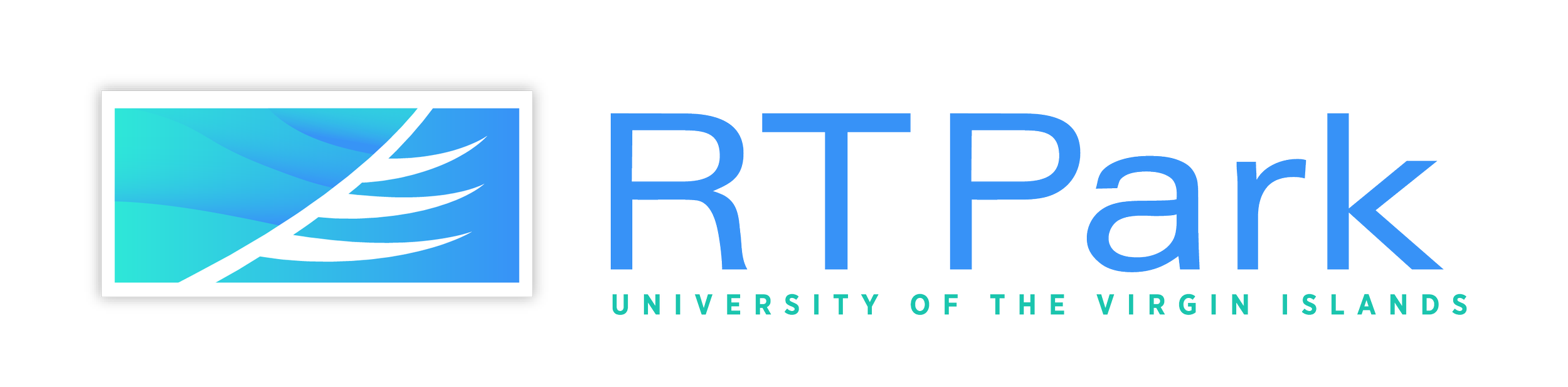 RT Park logo with abstract blue wave and leaf design, text reading 'RT Park University of the Virgin Islands'