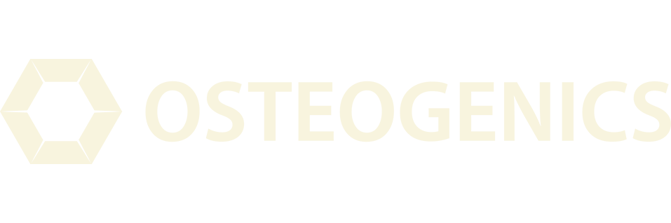 Hexagonal O logo next to text "Osteogenics"