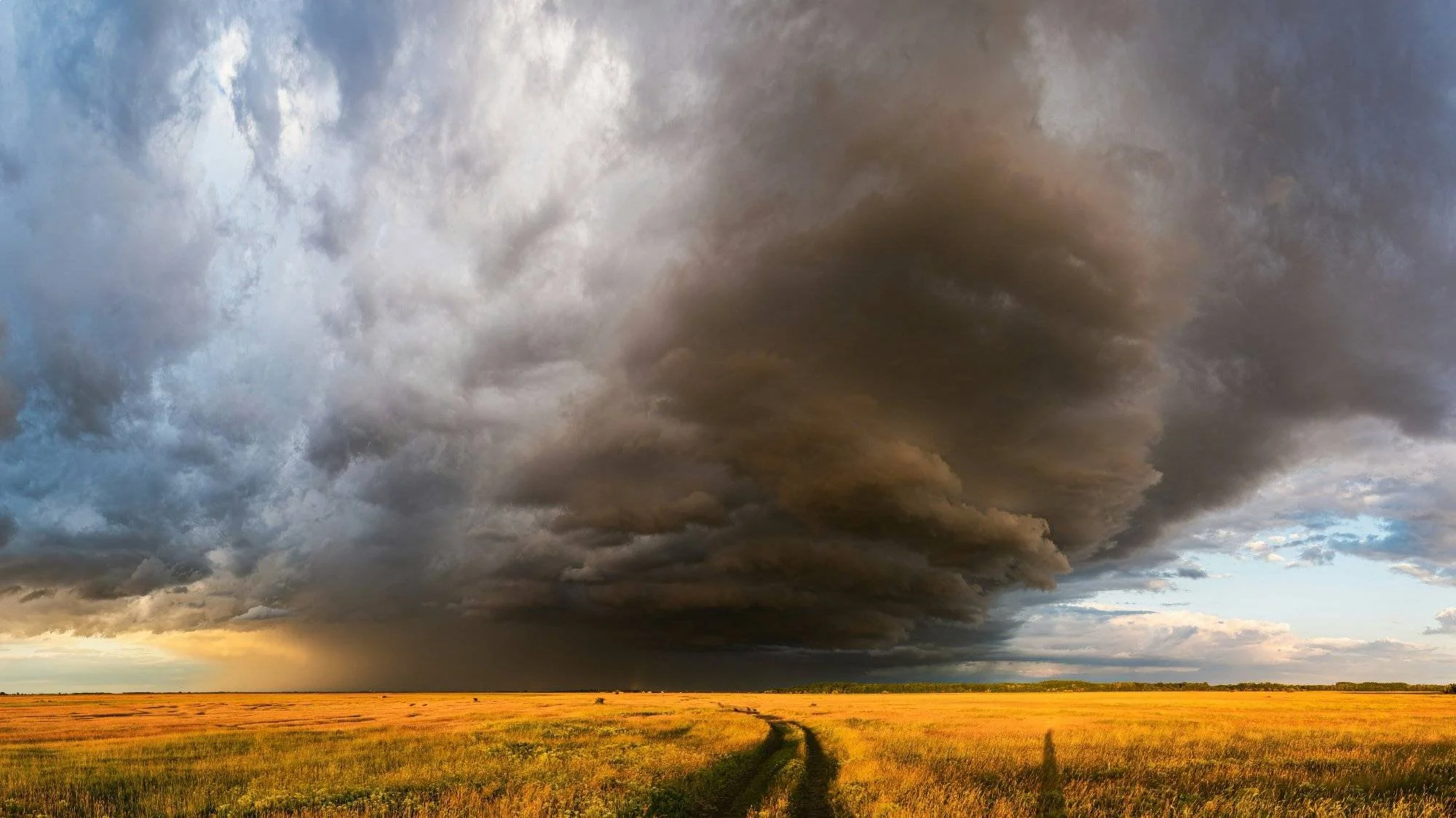 Dramatic storm clouds approaching over a field, representing sequence of returns risk in early retirement portfolios.