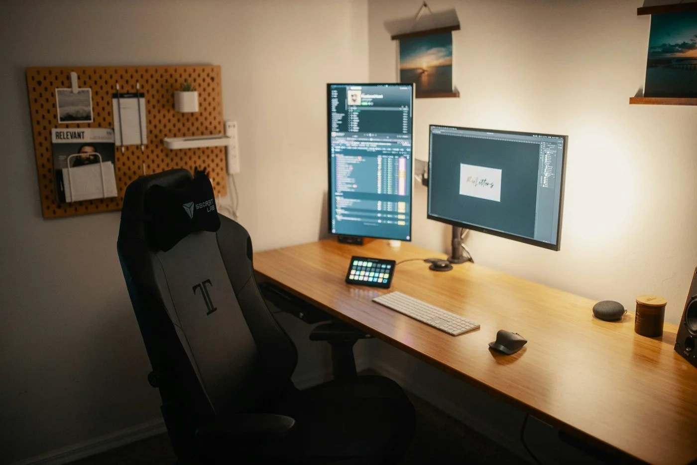 Modern home office with dual monitors representing AI disruption and skill obsolescence for older workers.