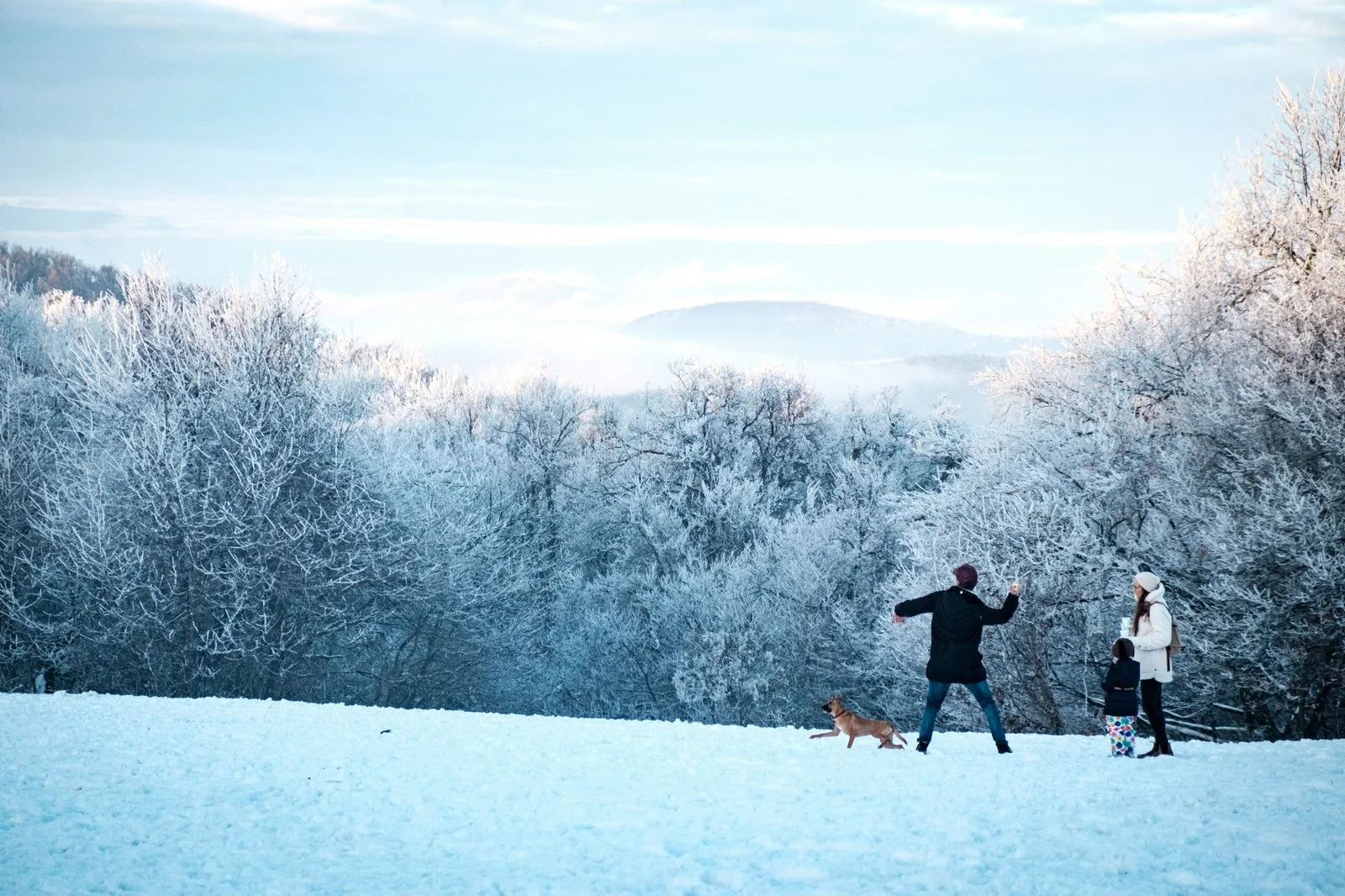 Family playing in the snow, symbolizing enjoying life while pursuing financial independence.