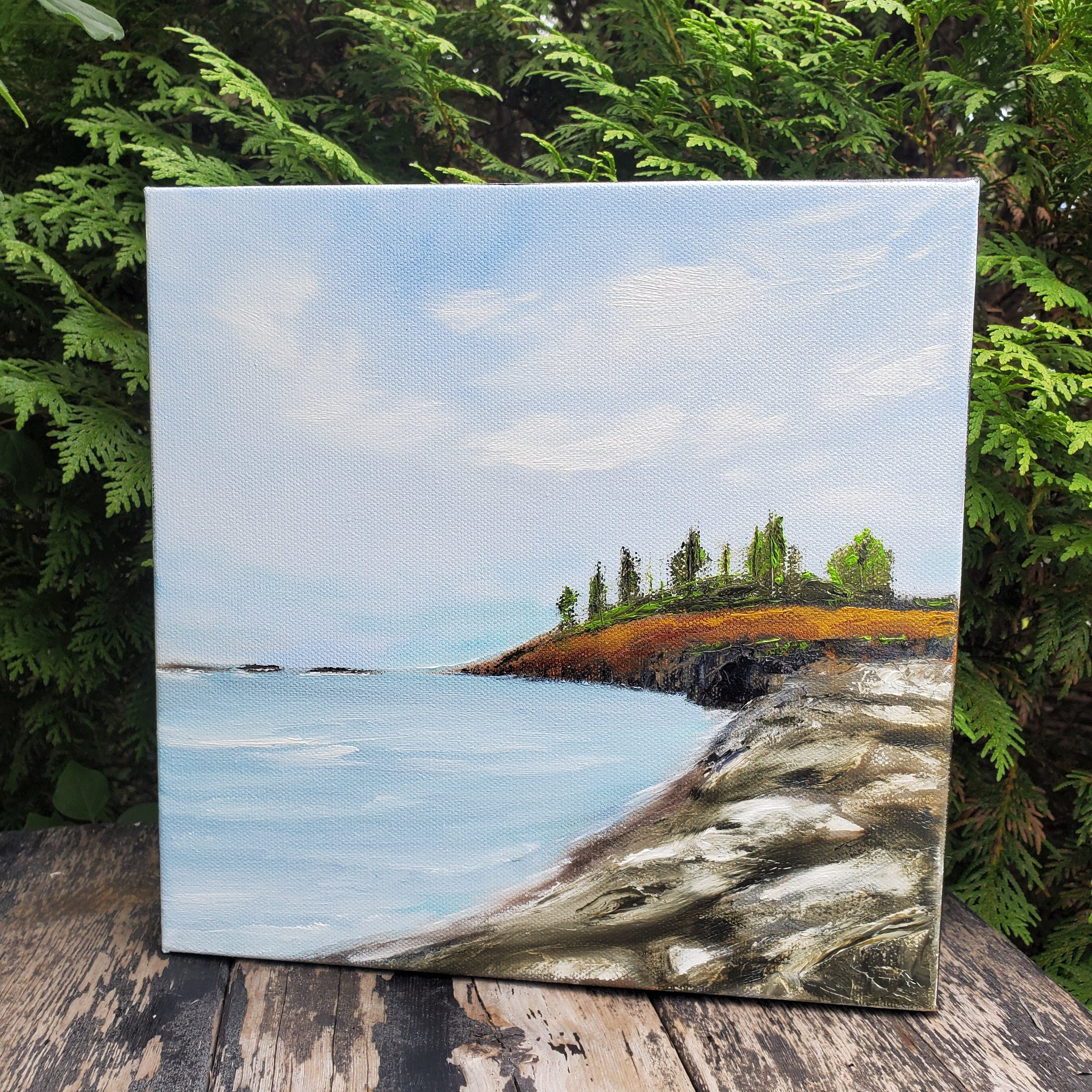 "Crow Island NB" Plein Air Painting 10x10 Oil on gallery wrapped canvas $75