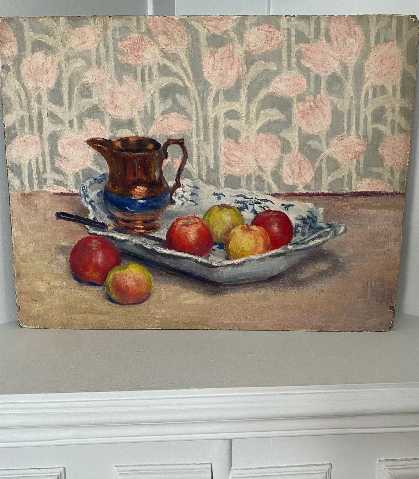 Nature morte aux pommes. &Eacute;cole du XIXe si&egrave;cle. En vente sur la boutique en ligne ou par message.  Still life with apples. School of the 19th. For sale on th&eacute; online boutique or message if interested. #vintageart #artforyouthome #