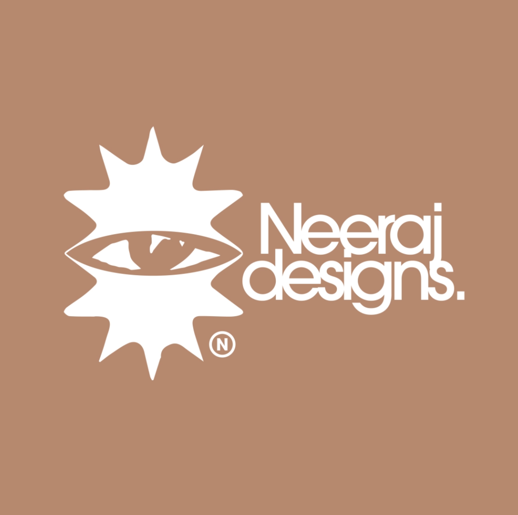 Logo of Neeraj Designs featuring a stylized eye within a starburst shape, with the business name to the right.