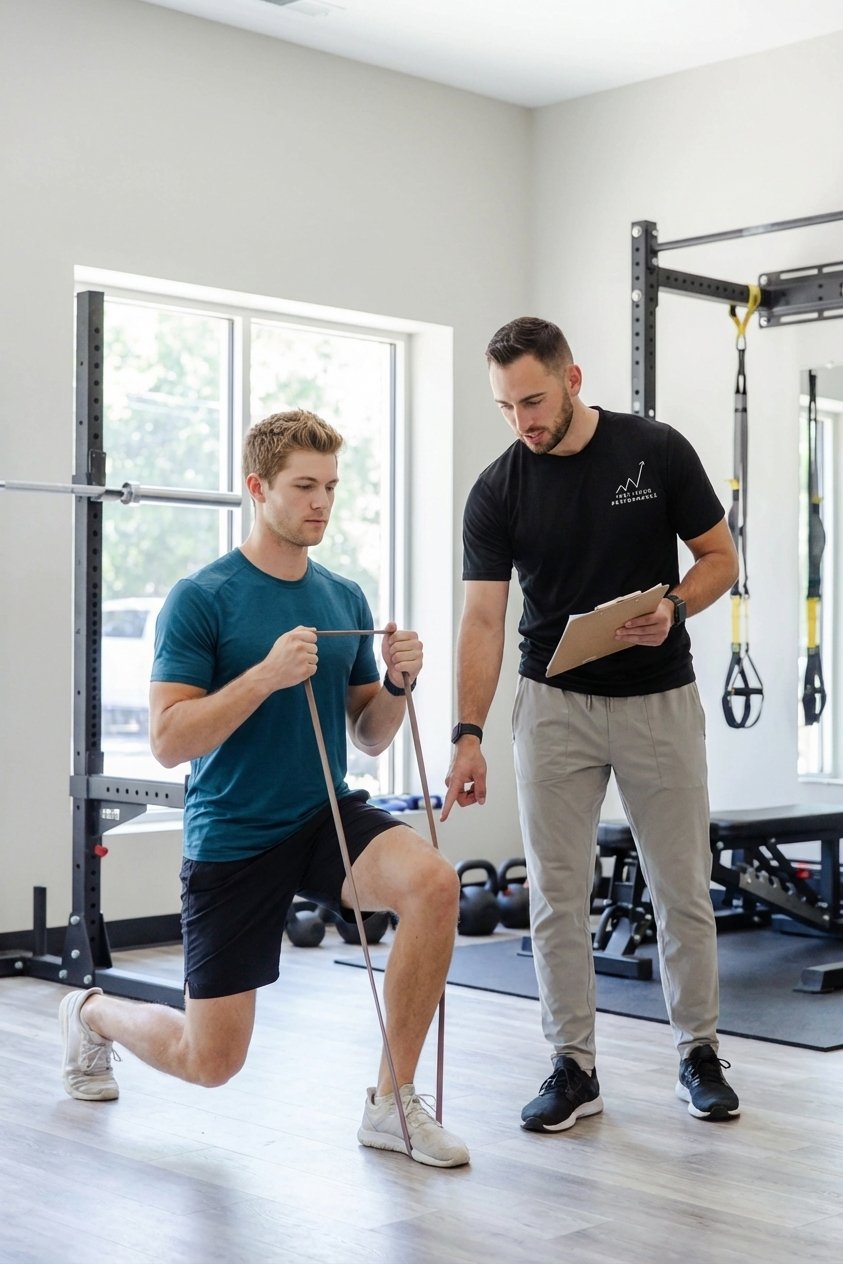 Patient working with a provider at a performance physical therapy clinic in Greenville, SC