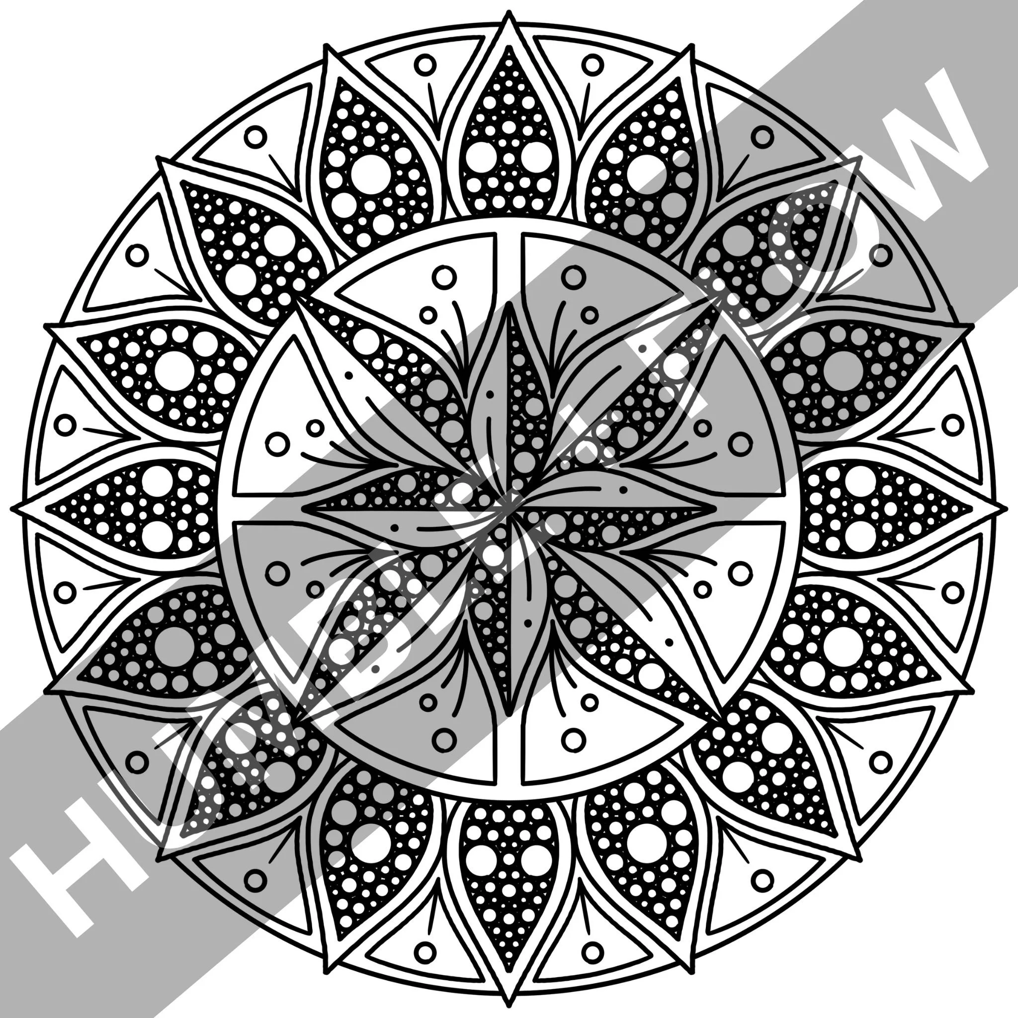 Free printable mandala coloring page 3 - symmetrical mandala pattern for stress relief.