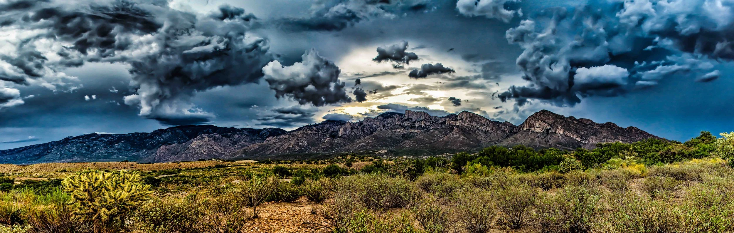 Arizona monsoon storm over desert landscape