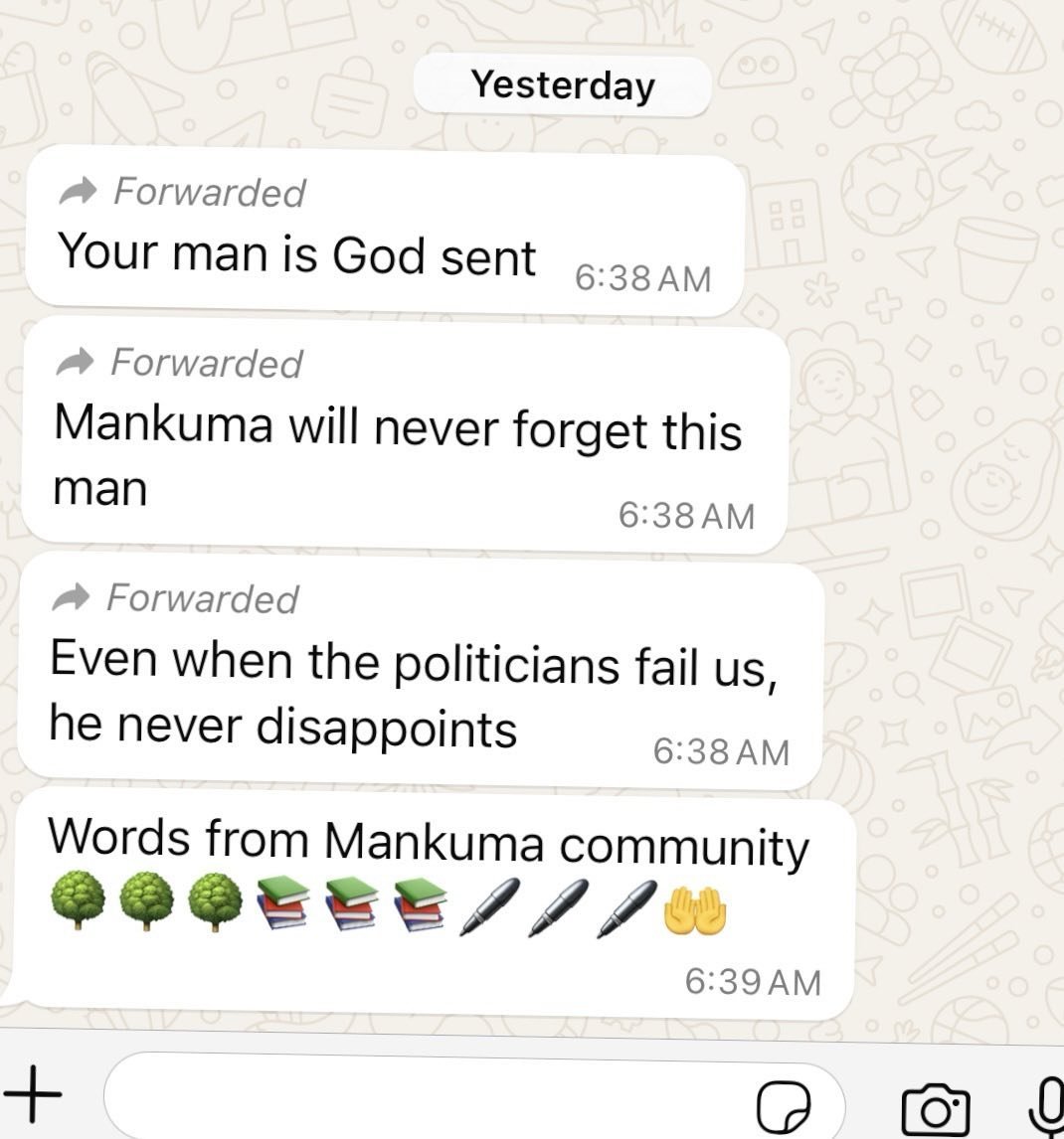 When you are trying to start an organization and aid the forgotten and neglected and do some thing for the future of mankind there are frustrations, disappointments, errors, and lots of learning. All the negatives are forgotten when you receive messa