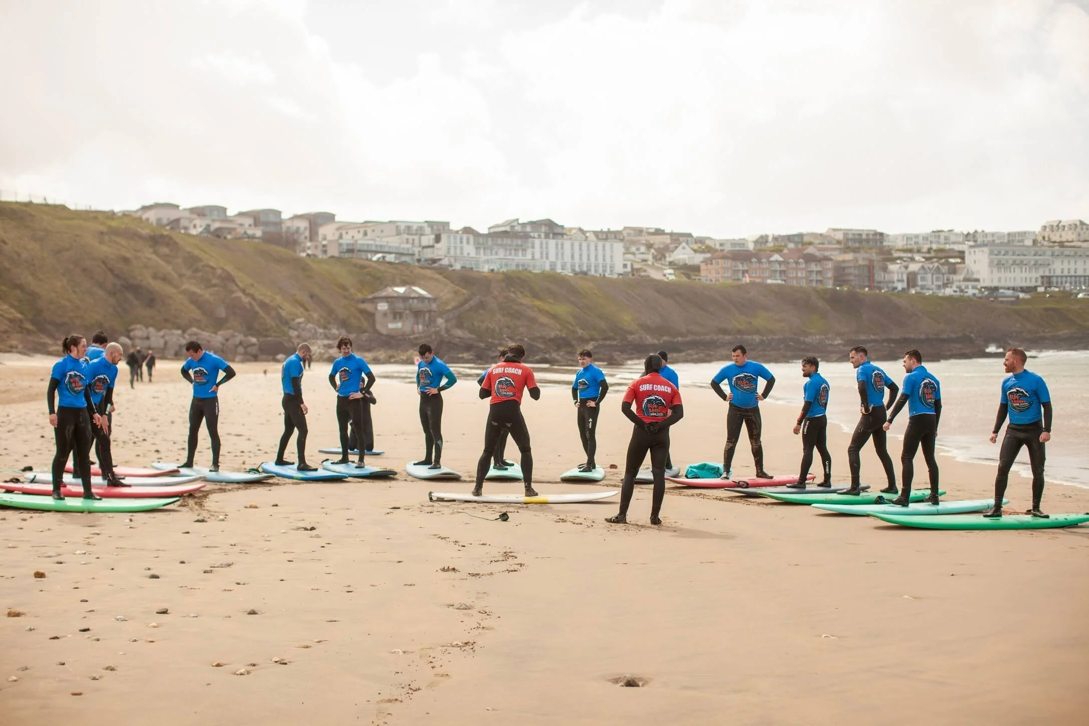 large group stag surf lesson