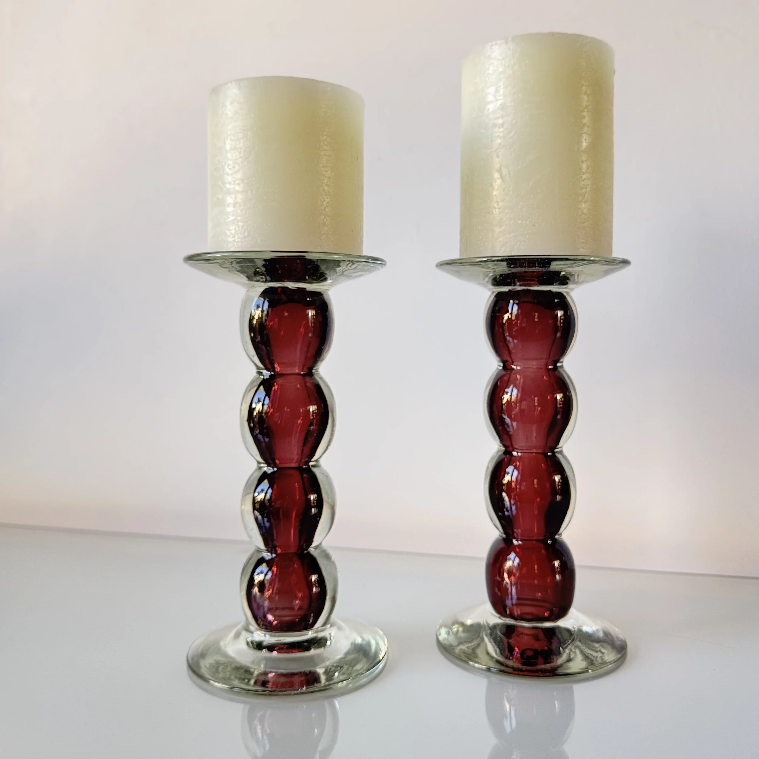 Amethyst Bubble Glass Candle Holders
