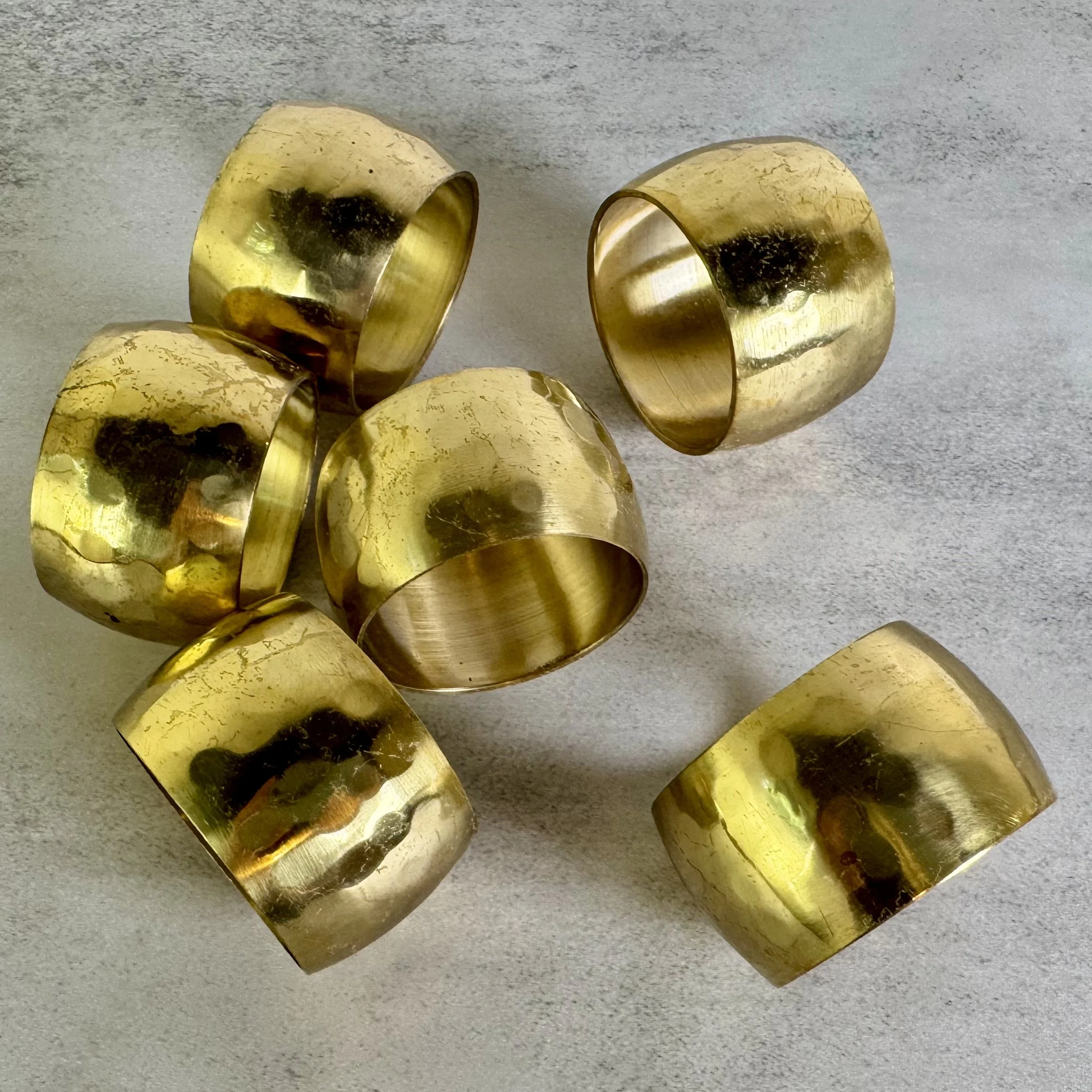 Hammered Brass Napkin Rings