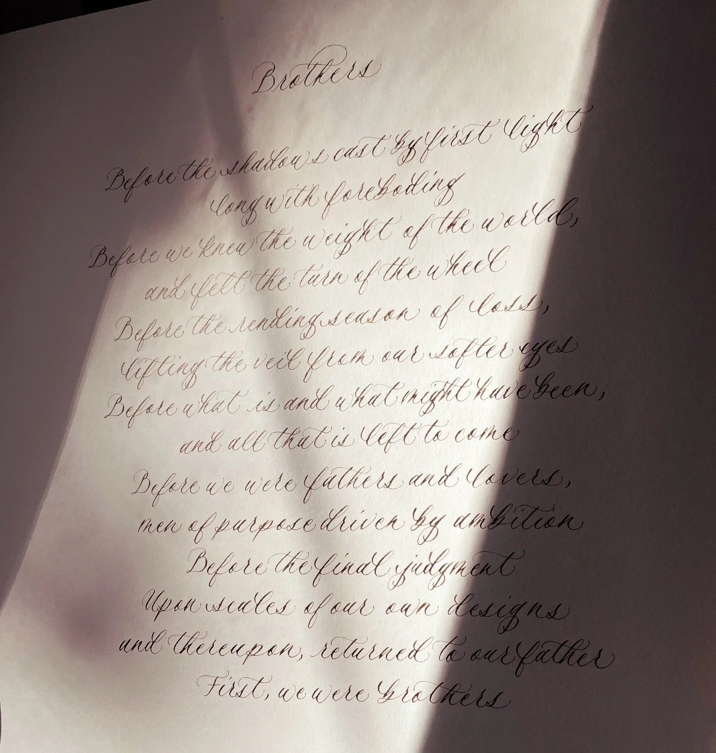 had the privilege to create this custom calligraphy commission for a client as my last project of 2025. 86 words on 11x14 in walnut ink. 

these projects are a true labor of love &mdash; every stroke deliberately slower than the last. a beautiful rem