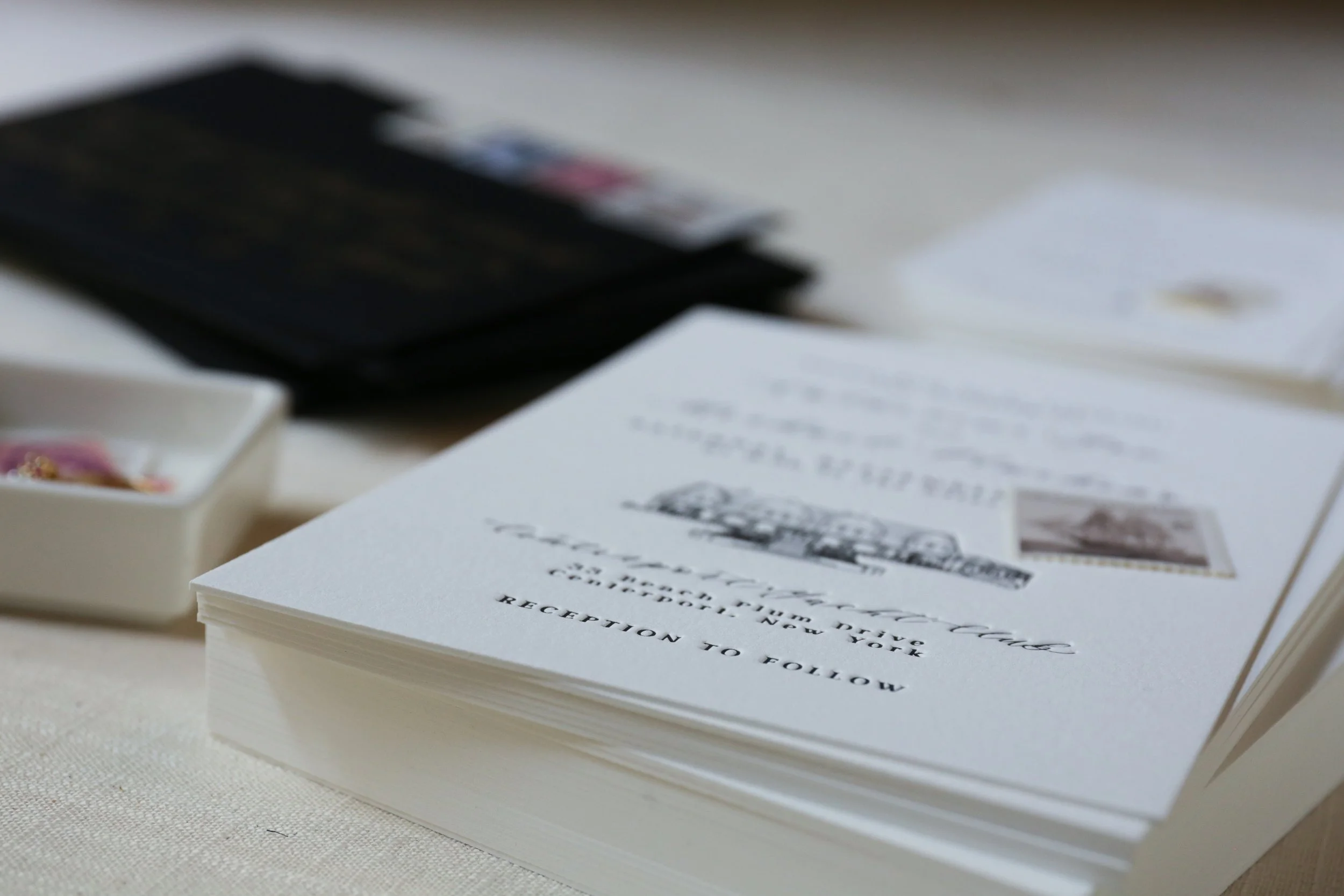 Letterpress invitation card on double-thick cotton paper