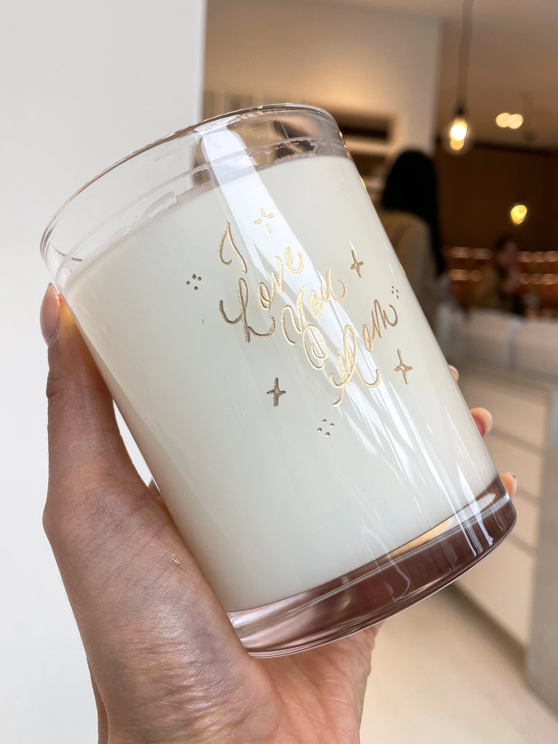 Candle engraving for Mother's Day at Malin+Goetz