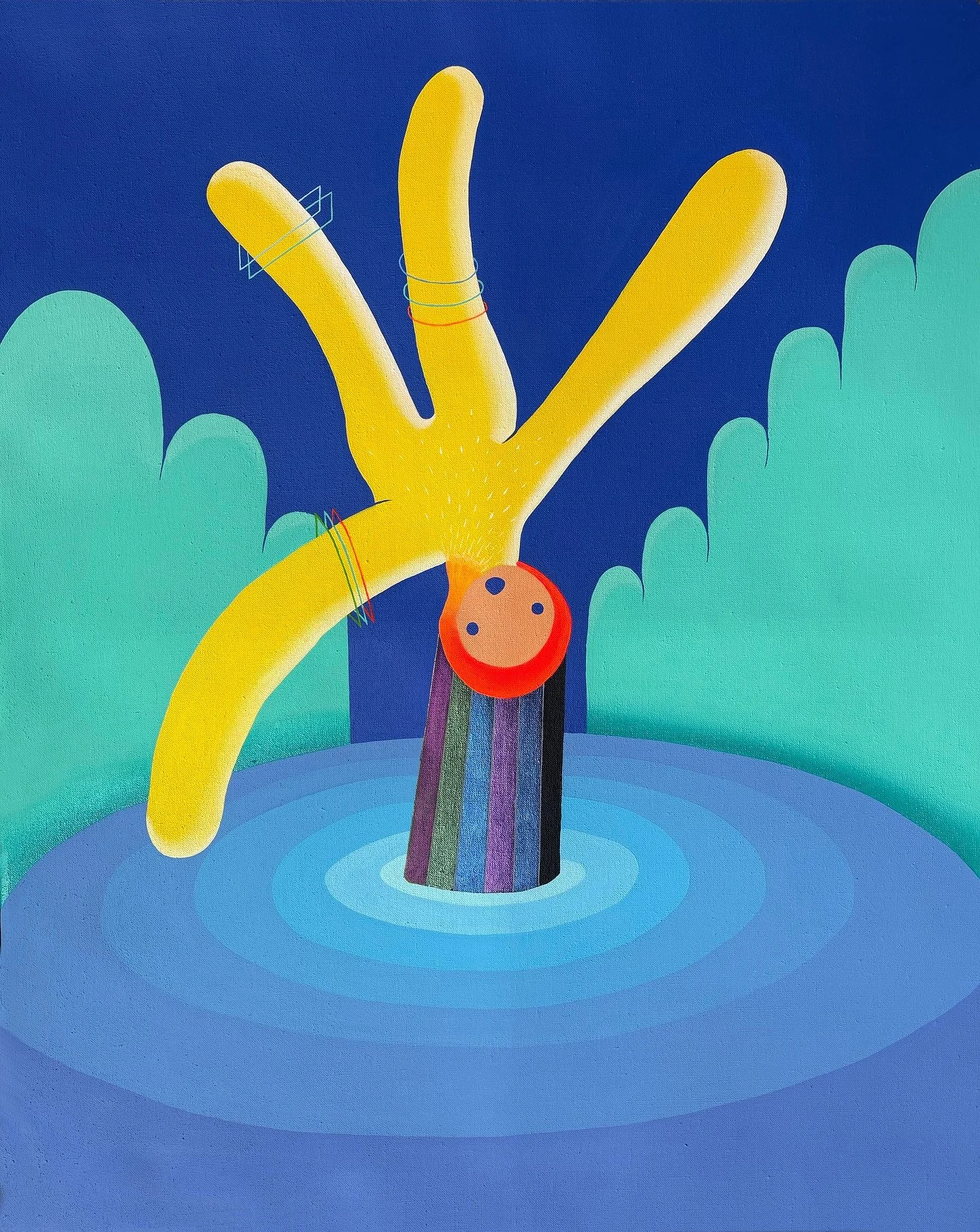 &ldquo;El ni&ntilde;o y el cenote&rdquo; Acr&iacute;lico sobre lino &bull; 112 x 93 cm. 

Obra inspirada en ⭐️💫✨S I R I U S✨💫⭐️ lanz&aacute;ndose a un cenote desde cinco metros de altura 💦su carita y su valent&iacute;a quedaron tatuadas en mis pup