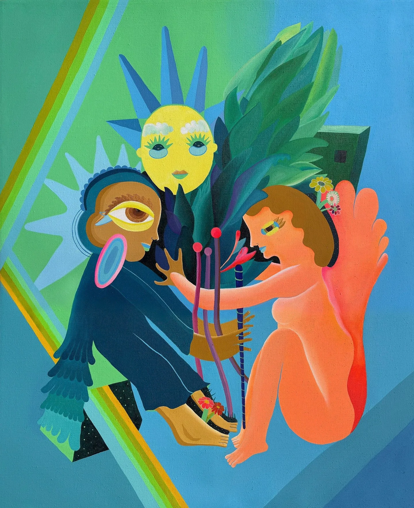 Hay instantes que parecen simples y resultan ser portales: 

&ldquo;El cuidado del muicle&rdquo; 44&rdquo; x 36&rdquo; in &bull; acr&iacute;lico sobre lino. (Obra 1 de 3 que hice especial para @thecarversa parte del art show colectivo Parallel29 en S