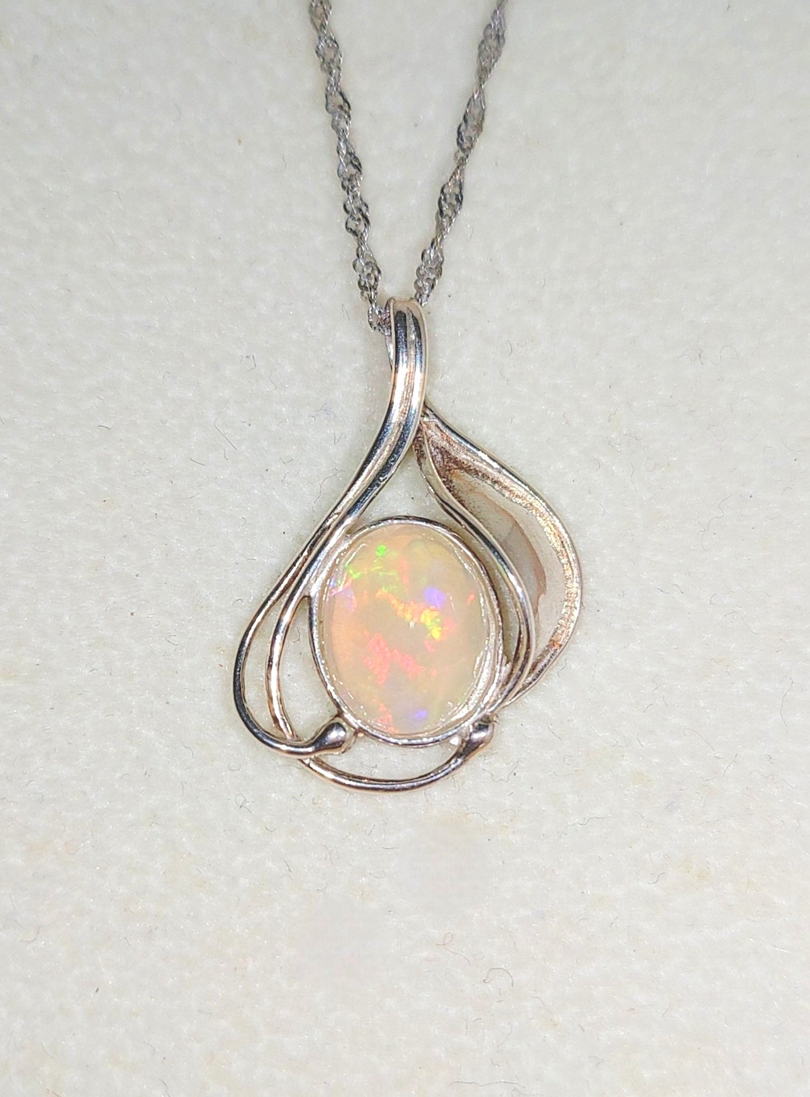 Ethiopian Opal Flower Necklace