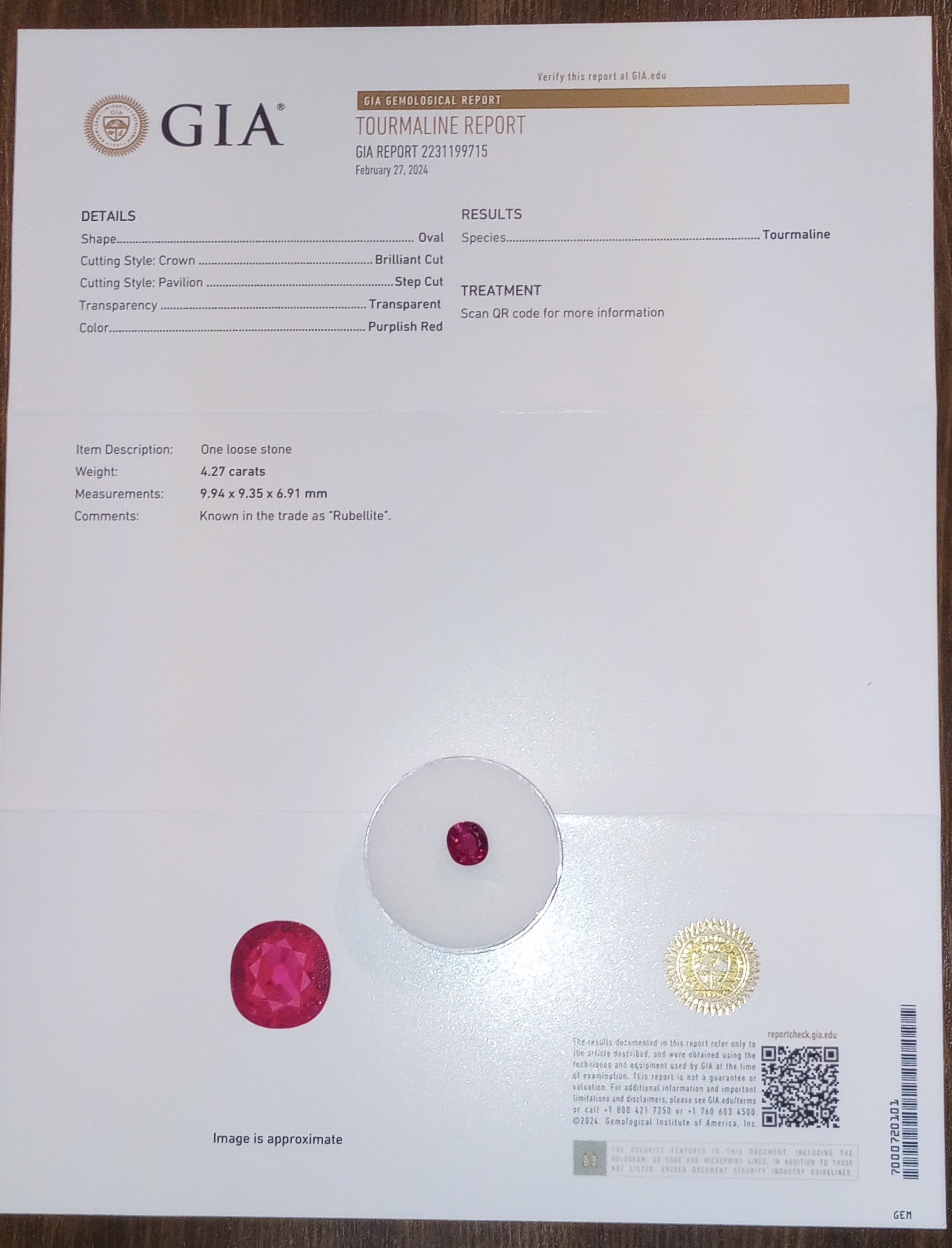 GIA Certified Genuine Rubellite Tourmaline 4.27ct from thecoveatfoxhollow.com