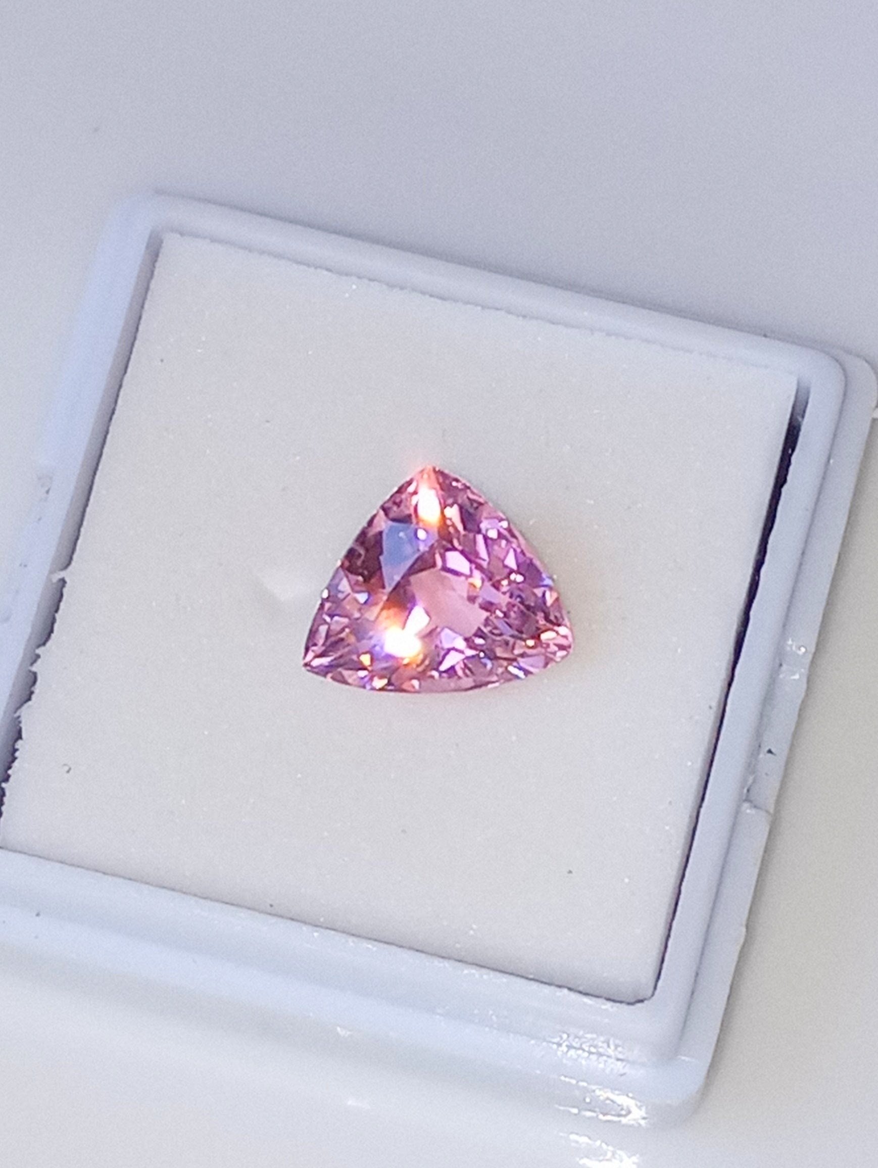 GIA Certified Genuine Pink Congolese Tourmaline 2.14ct in a trillion from thecoveatfoxhollow.com