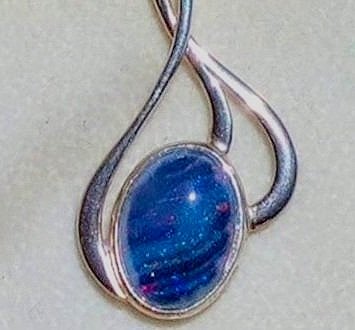 Genuine Black Opal Silver Necklace