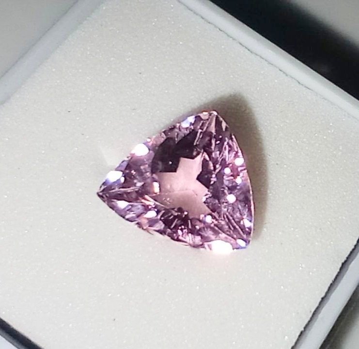 GIA Certified Genuine Pink Congolese Tourmaline 2.14ct in a trillion from thecoveatfoxhollow.com