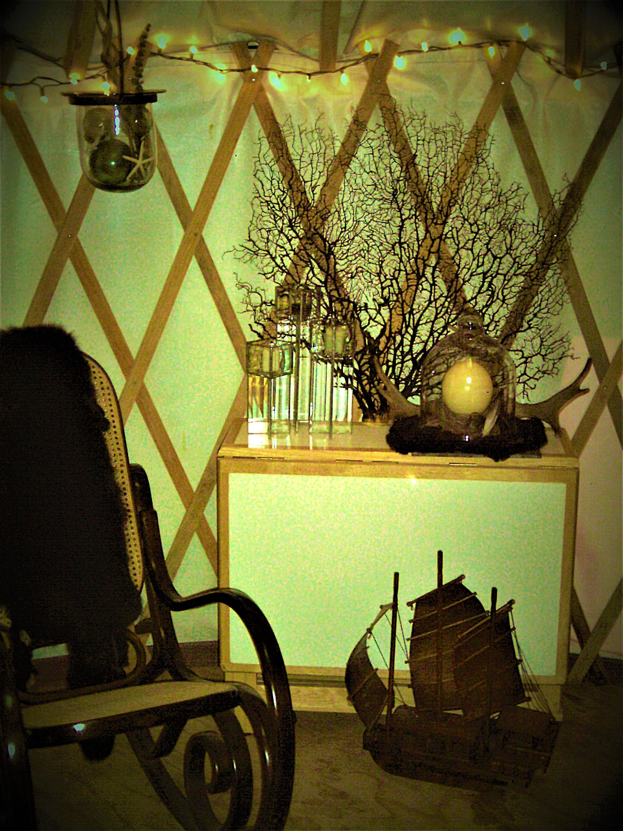 I created jewelry in my yurt before it was burned down in a wildfire caused by lightning during the pandemic.