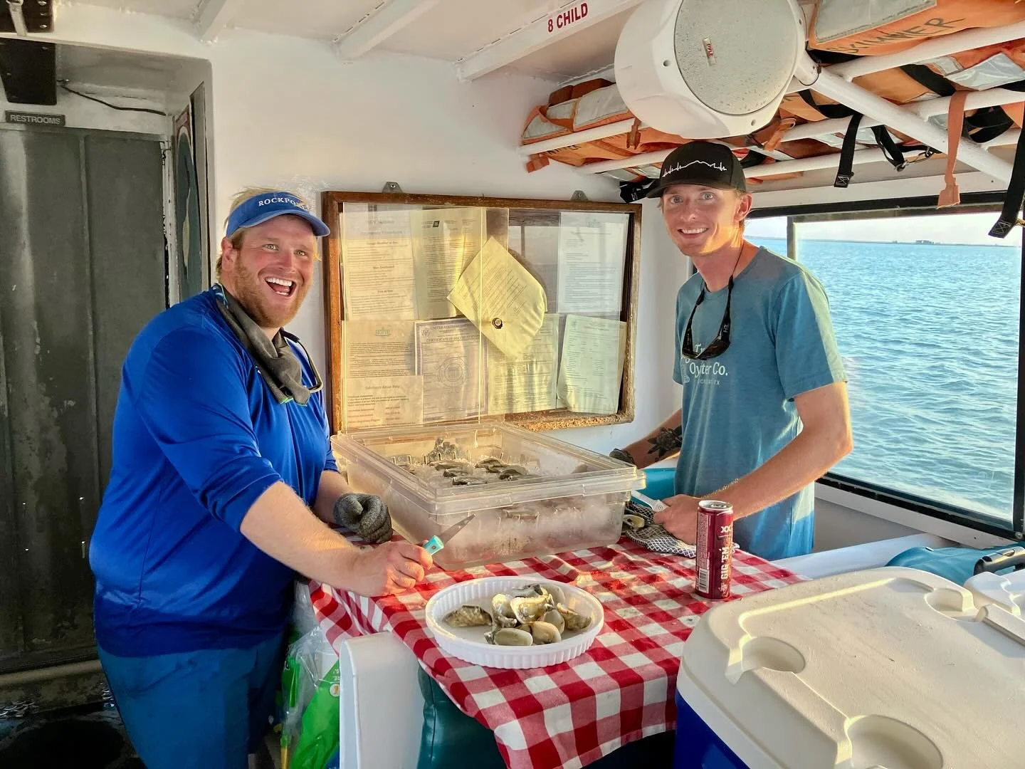 Sunset, Copano Bay, and oysters on a boat. Doesn&rsquo;t get much better than this, y&rsquo;all! Thanks to Captain Tommy Moore and his crew for bringing this idea to life!