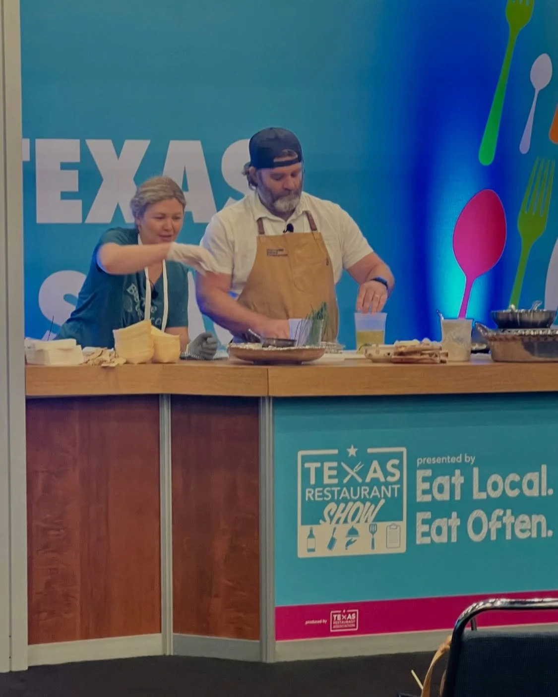Shucking things up with Chef Bobby Matos @bobbymatos at the Texas Restaurant Show! It&rsquo;s always fun sharing what we grow and learning from folks who know how to make it shine. Big thanks to @texassurfconservancy and everyone who came by to suppo