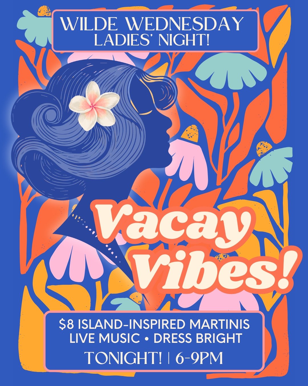 Ladies' Night Tonight! 6–9PM
Escape the ordinary with island-inspired $8 martinis, LIVE music by @chaserabideau, and a splash of tropical energy—exactly what your week needs!
Dress bright. Bring your crew. Let’s get away.