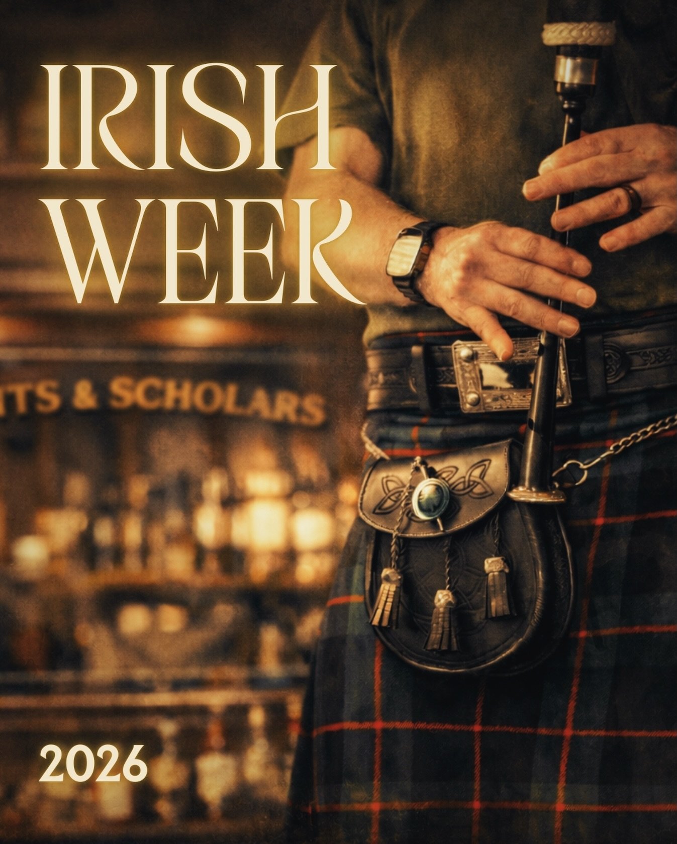 One month until Saint Patrick&rsquo;s Day! ☘️

Irish Week returns with Pipes &amp; Drums, Dueling Pianos, and a full week of music, merriment, and properly poured pints. Reservations are now open!

A few details are still taking shape, so check back 