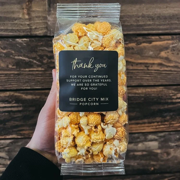 Custom Labels — Gourmet Popcorn Miss Hannah's Popcorn