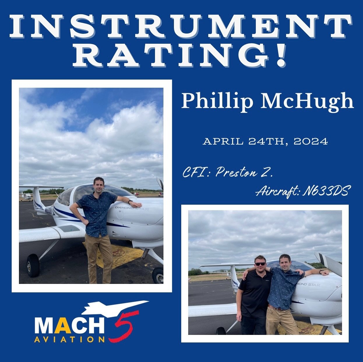 Congratulations on your instrument rating Phil!
&bull;
&bull;
&bull;
#pilot #pilotlife #checkride #aviation #flightschool