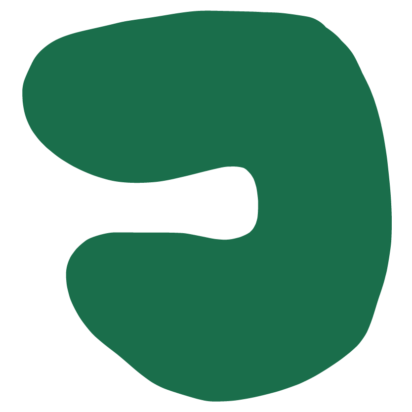 A large, stylized green letter 'E' with rounded edges on a black background.