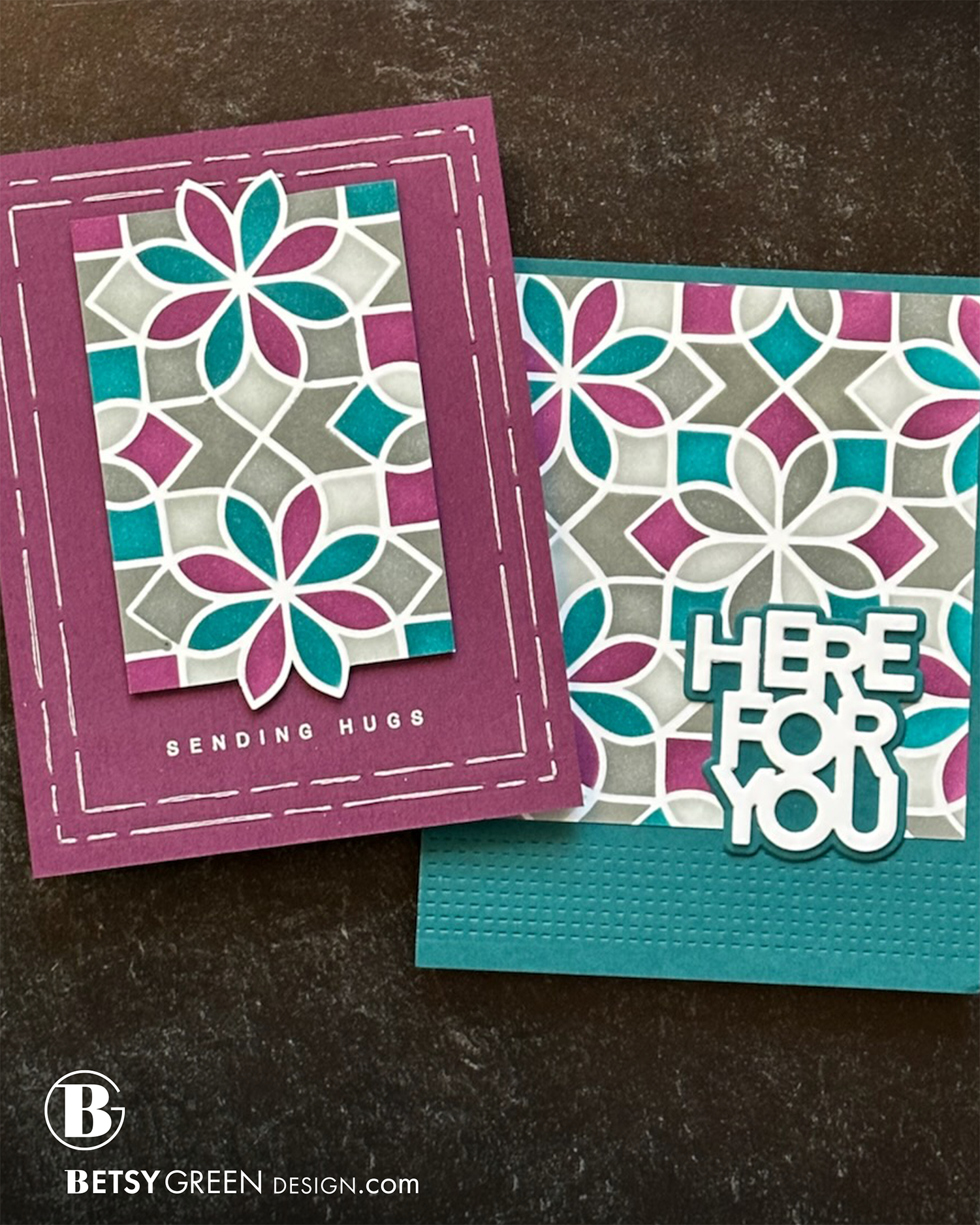 Stenciled Pattern: Same color, Two ways