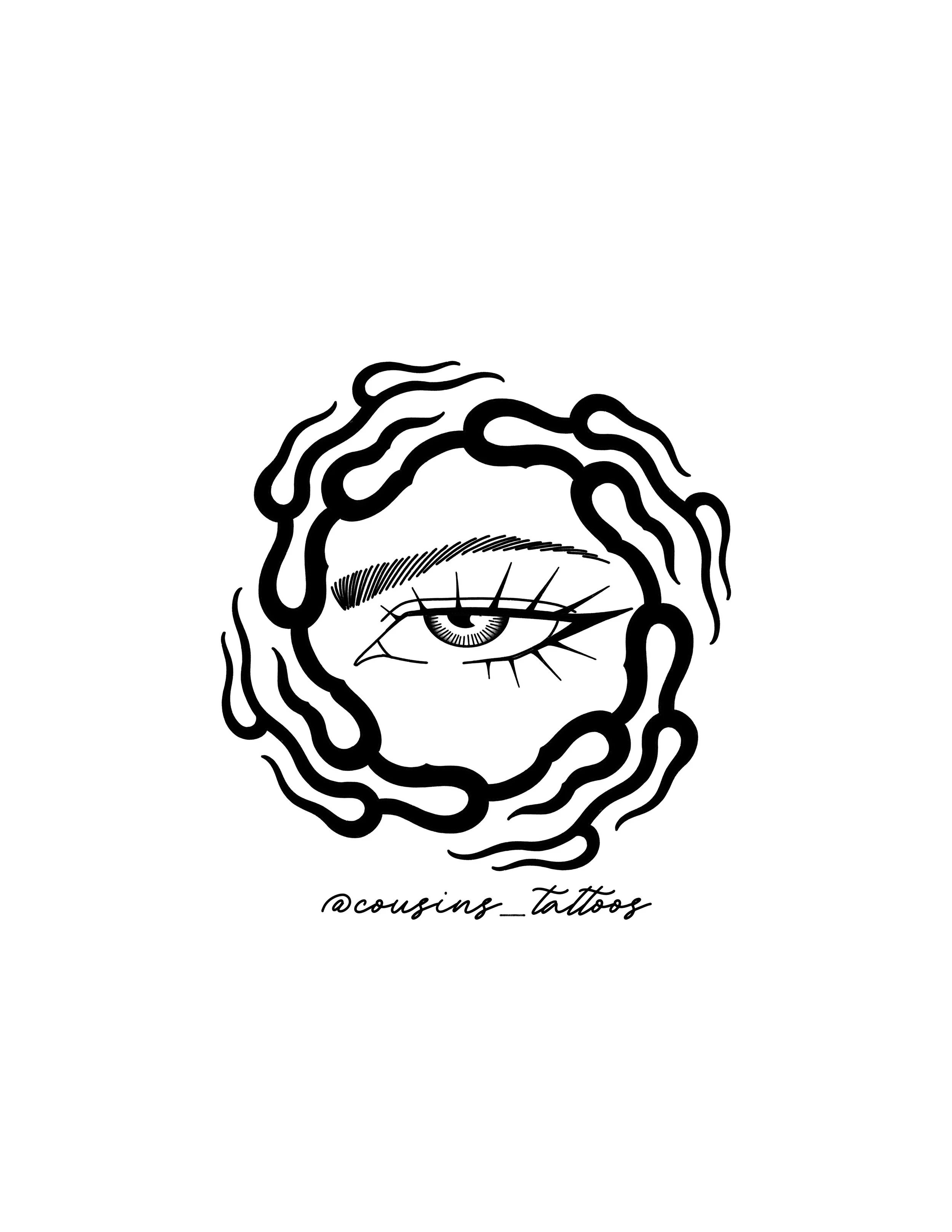 Eye with Blackwork Flames