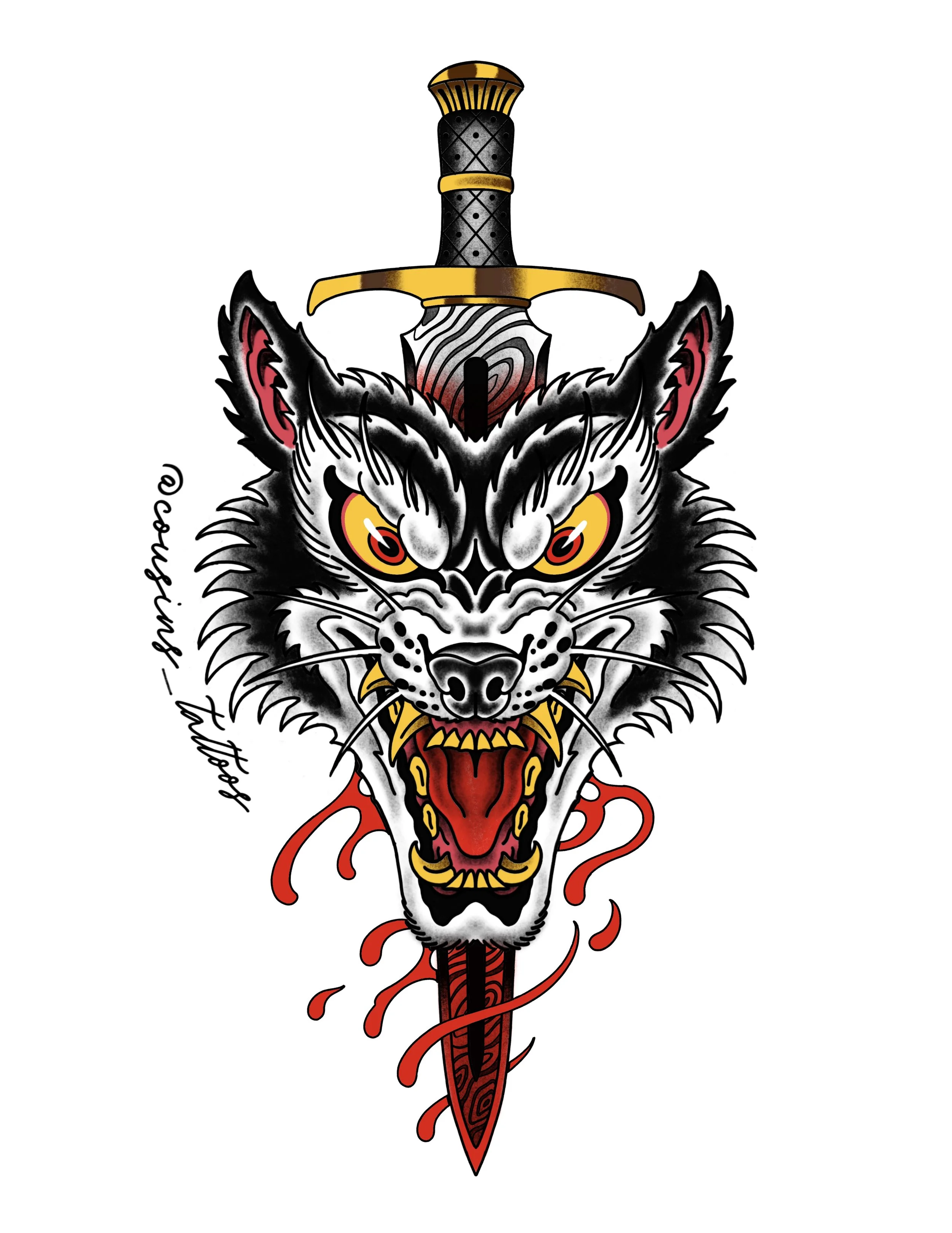 Wolf Stabbed with Dagger