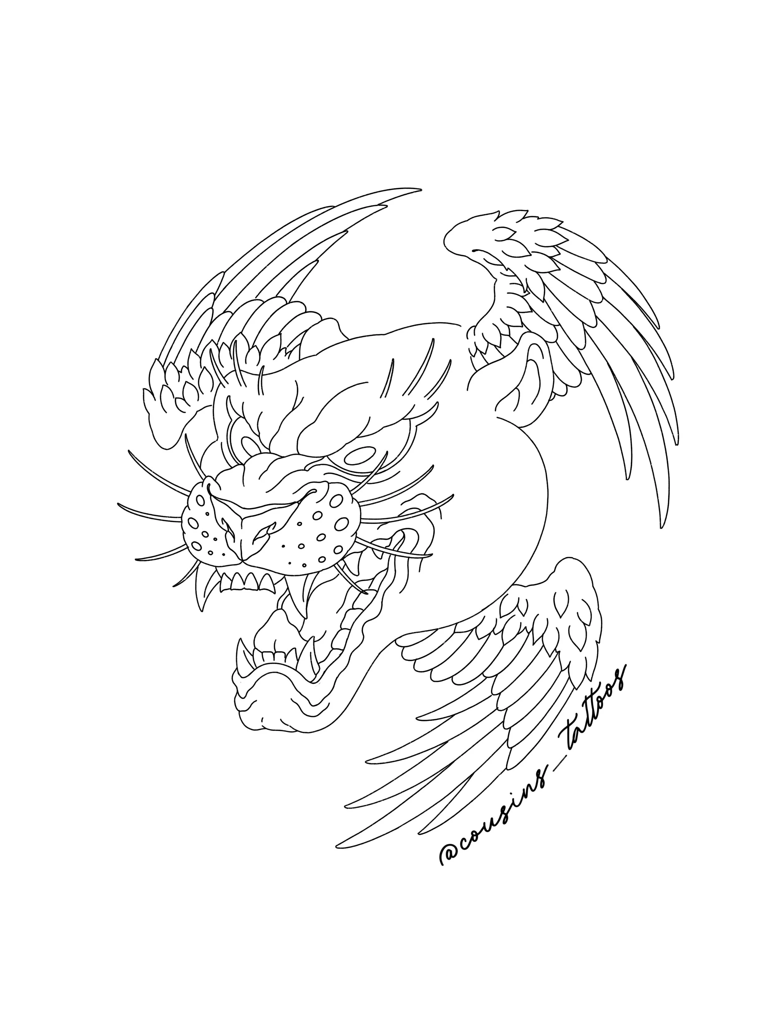 Panther head with wings