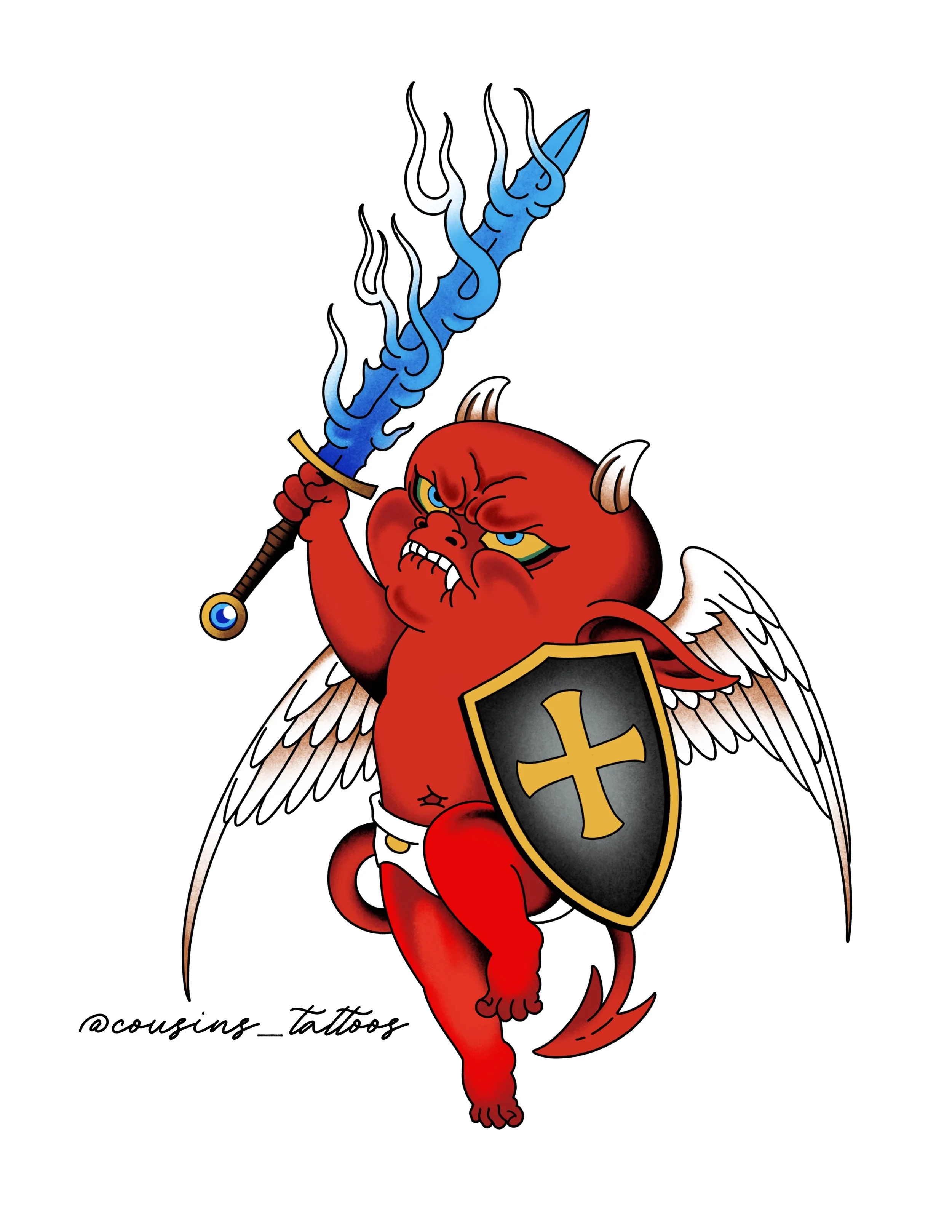 Hot Stuff with Shield and Flaming Sword