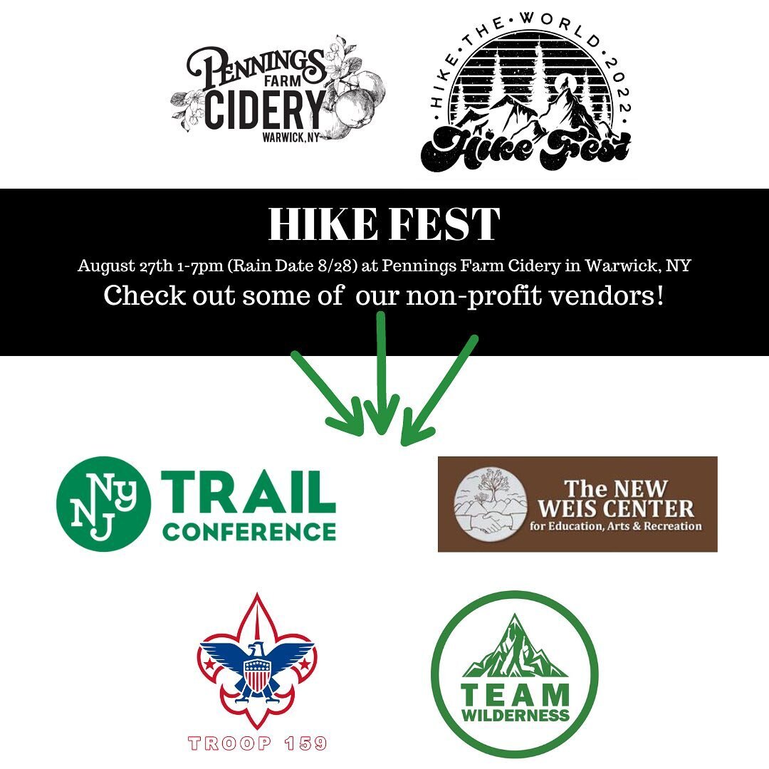 What is a celebration of the great outdoors without shining a light on the organizations that protect our parks and trails? Come to Hike Fest from 1-7pm this Saturday and ask how you can help @nynjtc, @teamwilderness , @thenewweiscenter and Troop 159
