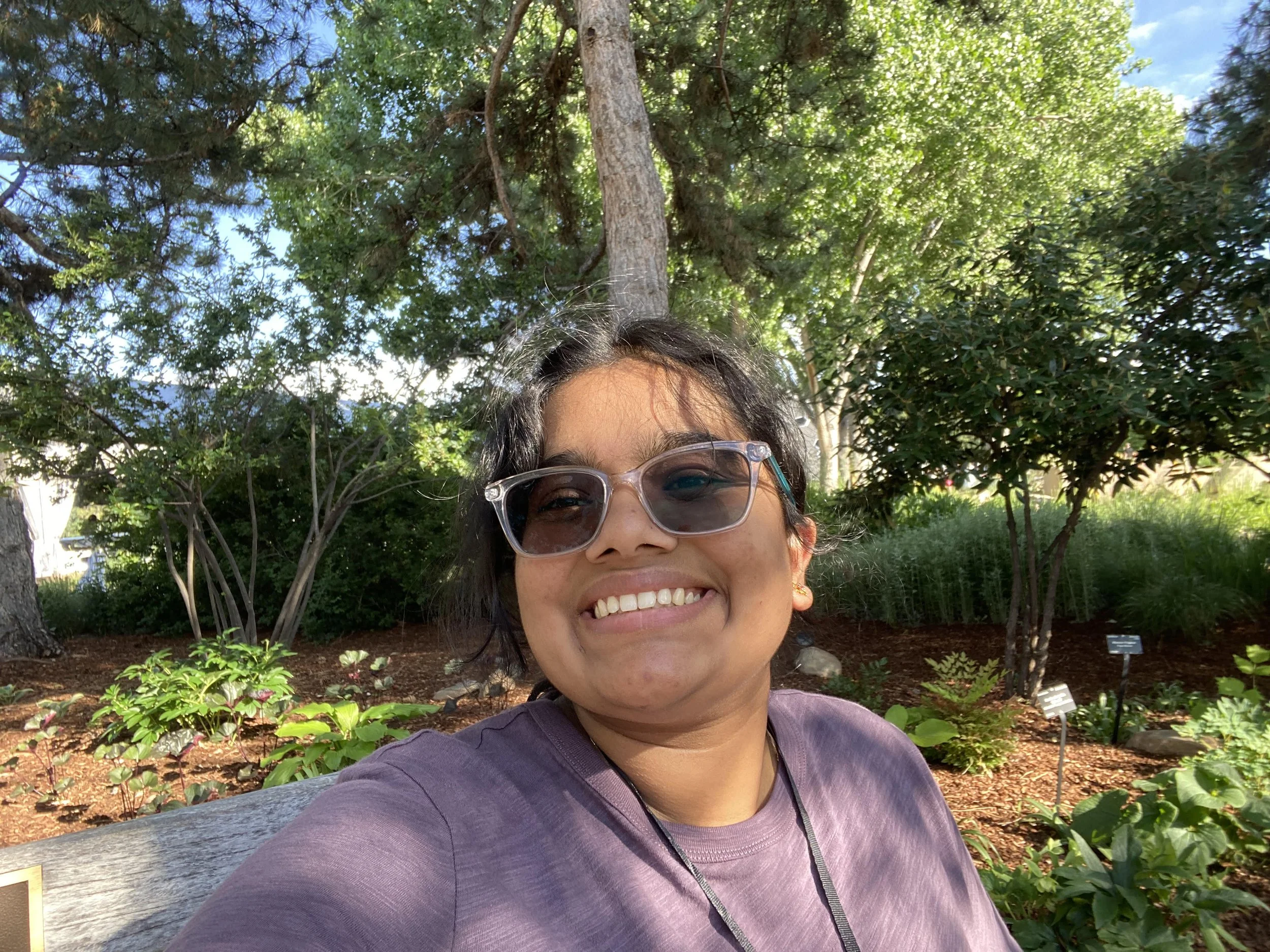 Selfie of a woman smiling outdoors