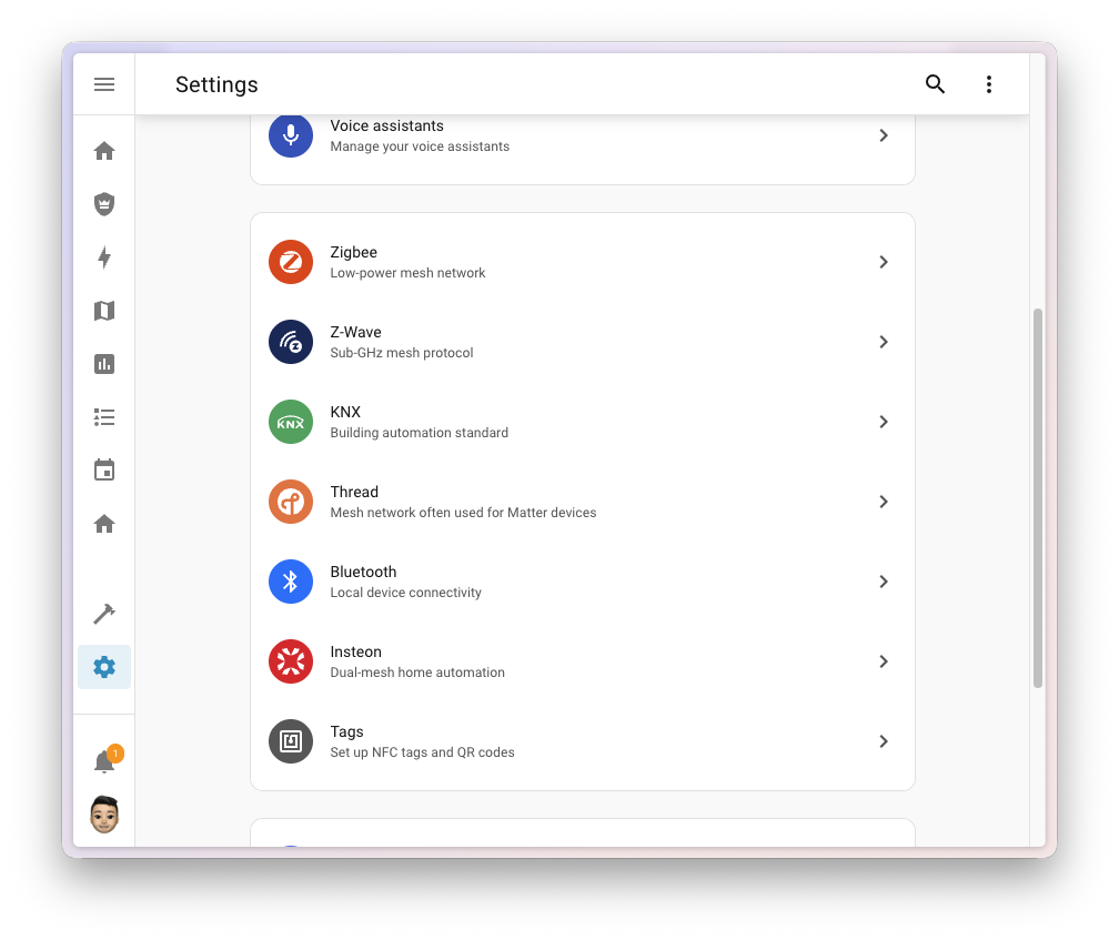 novi izgled settings opcija protokola koje se koriste unutar HA platforme