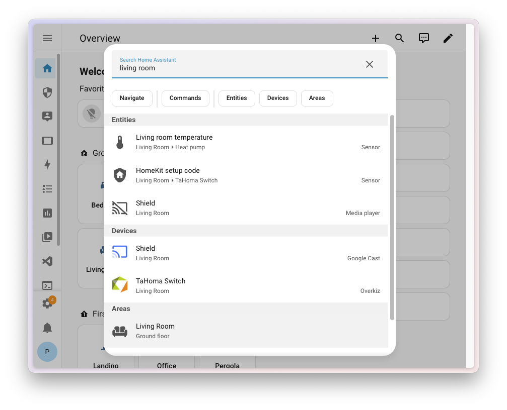 novi quick search izgled unutar HA platforme