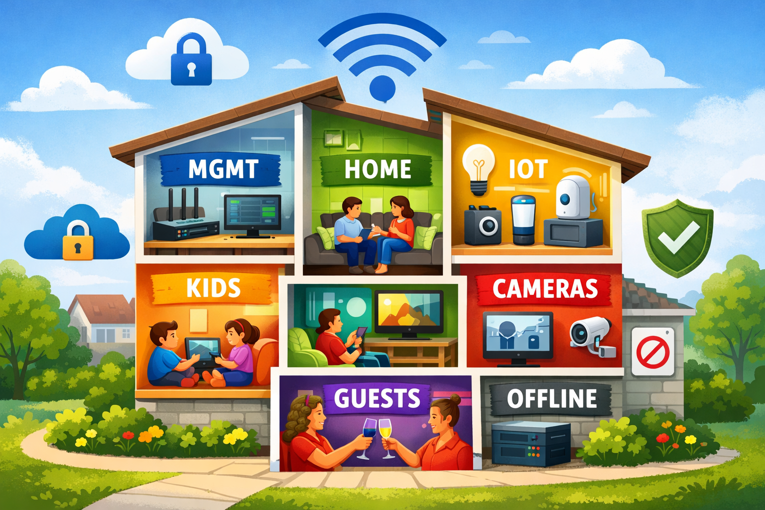 presjek kuće u kojem je simulirana segmentirana mreža