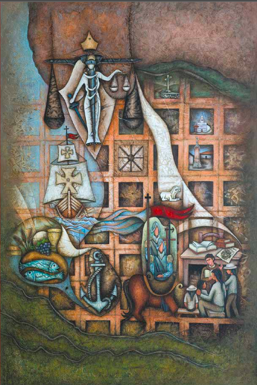 No. 3 Ages of Justice. - CHILDHOOD: MERGE AND DISAGREEMENT
Year: 2014
Acrylic on canvas 
Measures: 5 ft and 11 in x 8 ft and 7 in 
