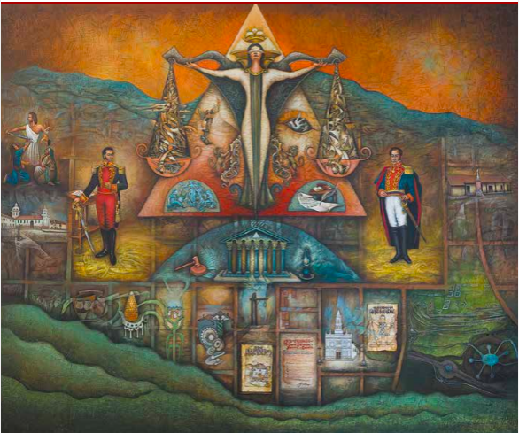 No. 1 Ages of Justice: PRAISE TO CUENCA 
Year: 2014
Acrylic on canvas 
Measures: 16 ft and 5in x 13 ft and 2 in


