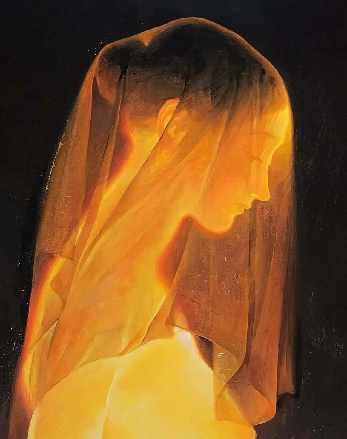 @pokidyshev_art's paintings are full of deep reds, glowing oranges, and bright yellows - colora that feel alive, carrying a quiet energy, like something is glowing from the inside out.
His work is direct and emotional as they invite you in, gently bu